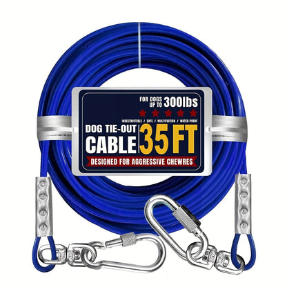 Dog Tie Out Cable for Yard Heavy Duty - Steel Wire Runner Leash with Swivel Hooks, Holds Up to 300 lbs, Anti-Tangle Dog Run Cable for Large Dogs Outdoor - S/M/L Sizes, 3 Colors