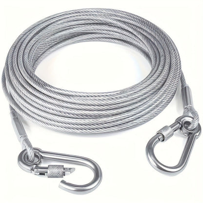 Stainless Steel Dog Leash Reflective Rust-Resistant Heavy Duty Cable Tie-Out for Medium Large Dogs Outdoor Yard Camping 3XL 4XL Multiple Lengths Silvery Grey