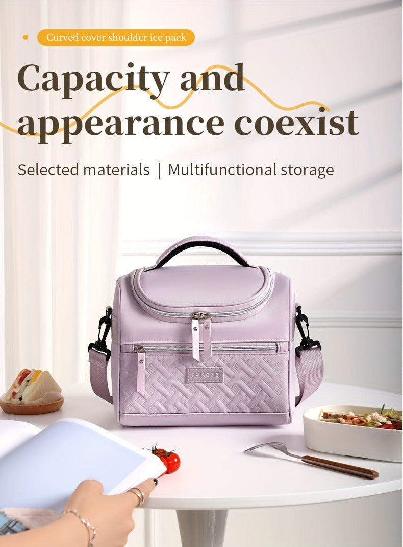 Insulated Lunch Bag Cooler Tote with Padded Shoulder Strap Leakproof Washable Polyester Meal Prep Bag for Work Picnic School Outdoor Activities Men Women