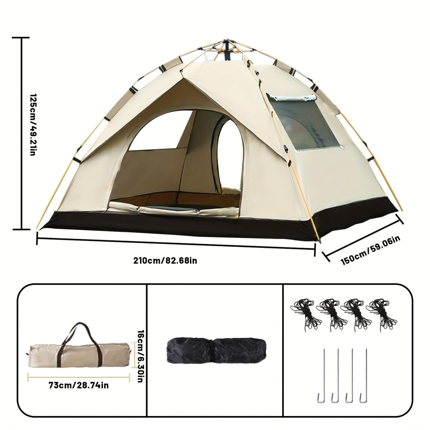 Pop Up Camping Tent Instant Setup – Automatic Windproof Lightweight Tent with Dual Doors & Mesh Windows, All-Season Waterproof Design for 1-3 & 3-4 Person, Ideal for Camping, Hiking & Travel