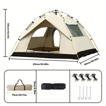 Pop Up Camping Tent Instant Setup – Automatic Windproof Lightweight Tent with Dual Doors & Mesh Windows, All-Season Waterproof Design for 1-3 & 3-4 Person, Ideal for Camping, Hiking & Travel