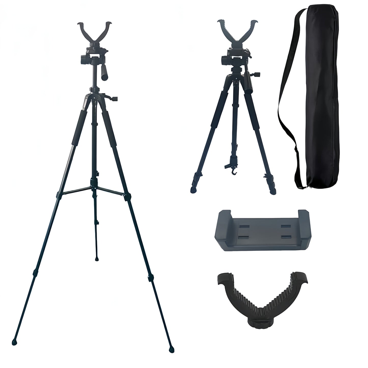 Adjustable V-Shape Shooting Tripod Stand 21-59 Inch, Heavy Duty Rifle Gun Rest Tripod for Outdoor Hunting Shooting Practice Photography, Portable Folding Bipod Tripod with V Yoke for Range and Field Use