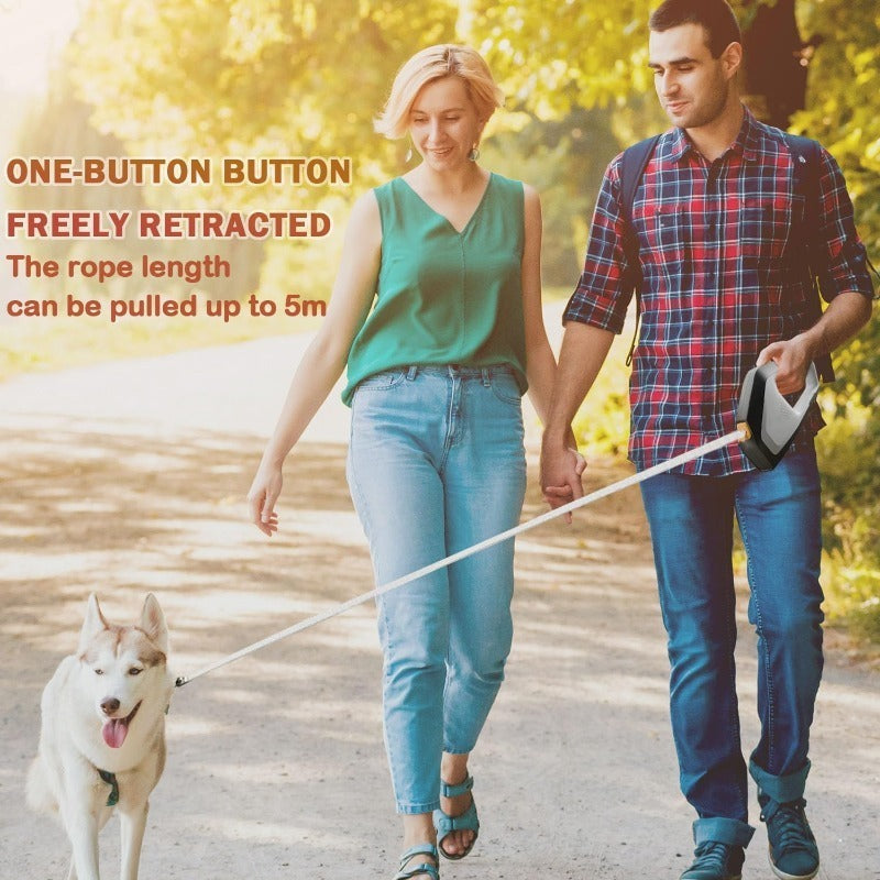 Retractable Dog Leash for Large Dogs – 16ft Heavy Duty Nylon, 110 lbs Capacity, One-Hand Brake & Pause Lock for Walking & Training