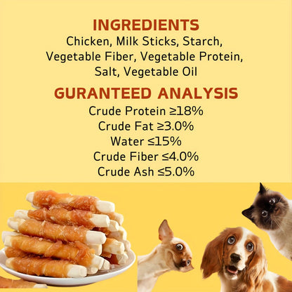 Calcium Stick Dog Treats – Chicken Wrapped Milk Calcium Sticks, High Protein Easily Digestible Training Rewards for Small Medium Large Dogs, Healthy Dental Chews with Real Chicken & Milk, 200g & 400g