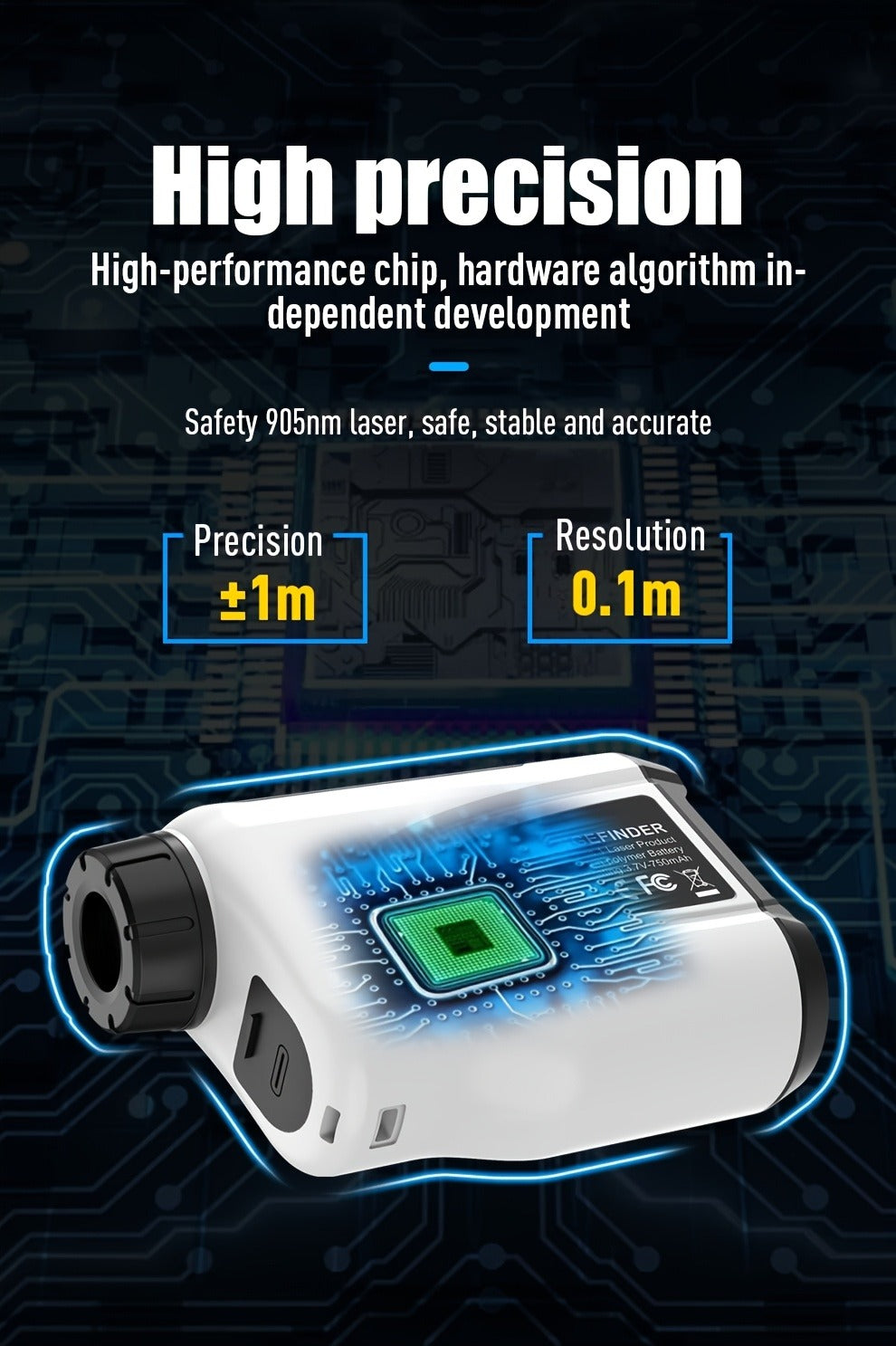 Golf Laser Rangefinder 1200 Yards Slope Compensation 6X Magnification Flag Lock HD Rechargeable USB Charging Anti-Vibration High Precision Quick Positioning White Stylish Design
