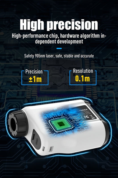Golf Laser Rangefinder 1200 Yards Slope Compensation 6X Magnification Flag Lock HD Rechargeable USB Charging Anti-Vibration High Precision Quick Positioning White Stylish Design