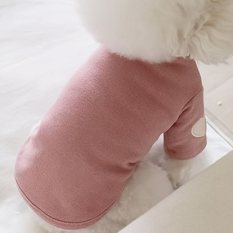 Dog Fleece Shirt 3-Pack Heart Print Spring Summer Base Layer – Thin Two-Legged Pet Clothes for Teddy, Bichon Frise & Small Medium Dogs, Sizes XS to XL, Purple Pink White & Brown Blue Green