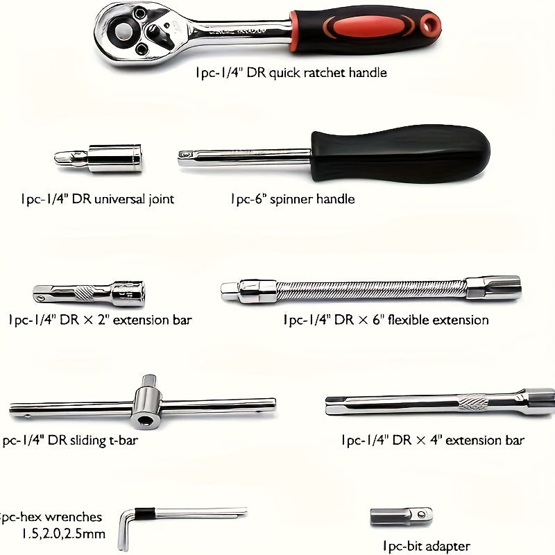 Car Maintenance Tool Set, Auto Repair Wrench, Multipurpose Ratchet Tool Set - Ratchet Torque Wrench And Screwdriver, Portable Vehicle And Bicycle Repair Tools, Ideal Gift for Mechanics And Mechanical DIY Enthusiasts, Mechanic Tool Set