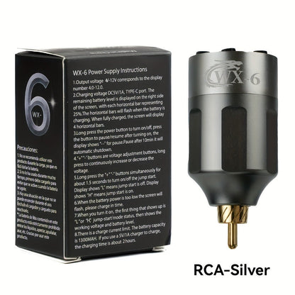 Wireless Tattoo Power Supply Portable Rechargeable Battery LED Digital Display RCA DC Connector Coreless Motor for Rotary Tattoo Pen Machine - Red Silver Black