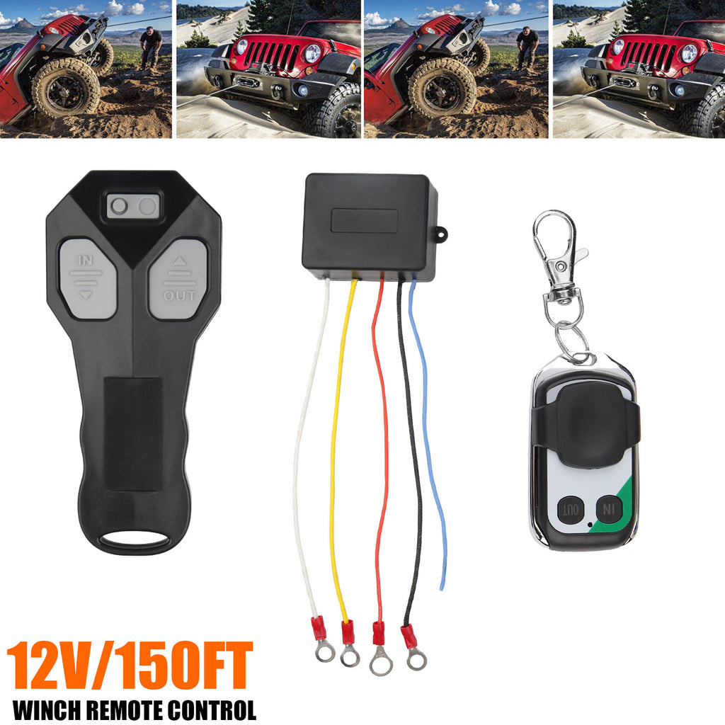150ft Long Range Winch Remote Control Kit with 2 Remotes and 12V Switch Handset for Truck, ATV, SUV