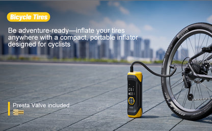 OLGEO M9 Portable Tire Inflator 180PSI Cordless Air Compressor 8-in-1 Fast Inflation 40-Min Battery Type-C Fast Charge LED Light for Car Bike Motorcycle Ball