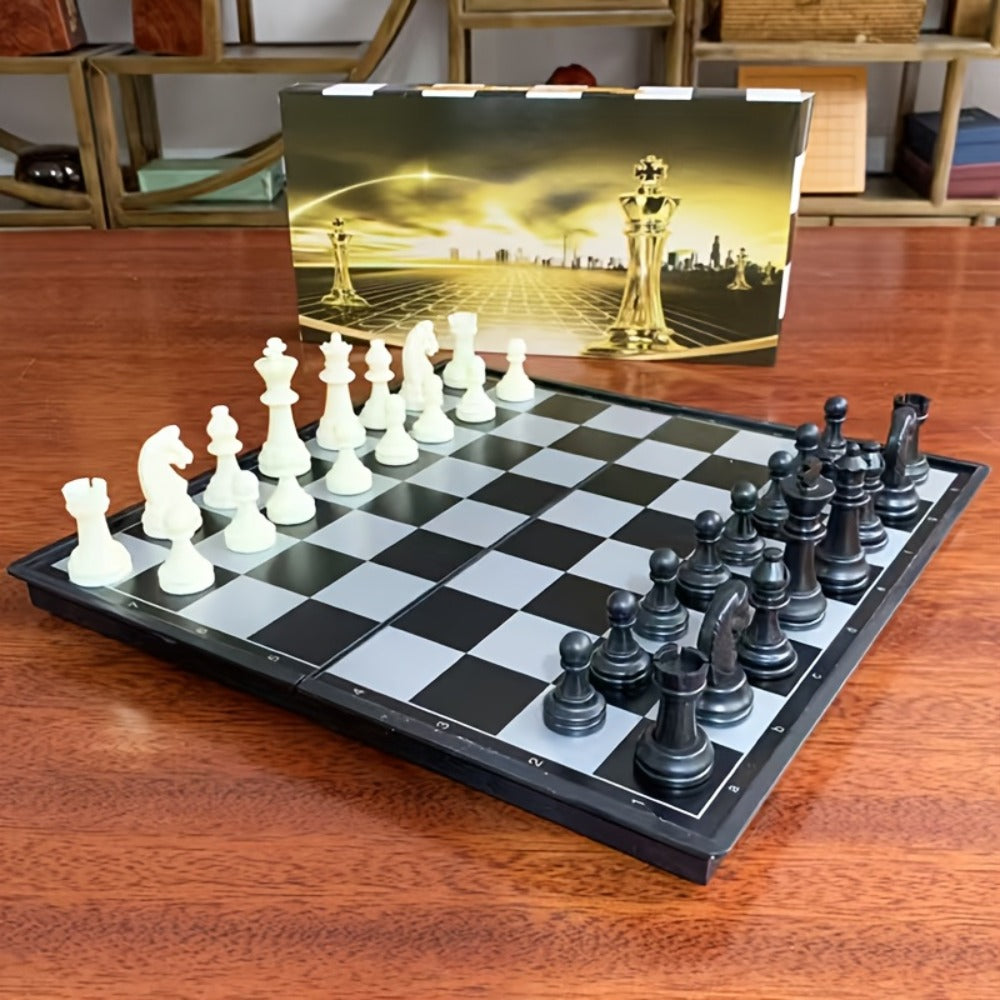 Magnetic Chess Set Folding Board Portable Travel Chess Game Mini Checkerboard for Kids Adults Family Gift No Battery Needed