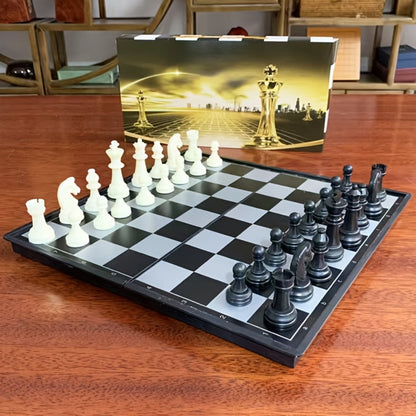 Magnetic Chess Set Folding Board Portable Travel Chess Game Mini Checkerboard for Kids Adults Family Gift No Battery Needed