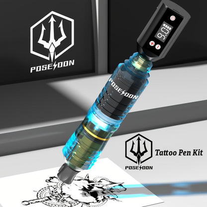 Tattoo Pen Kit Complete Beginner Set - Wireless Battery Tattoo Pen 1400mAh LCD Screen, 10pcs Cartridge Needles, 11 Color Inks, Power Supply, Coreless Motor Low Noise, Tattoo Gun Kit for Beginners