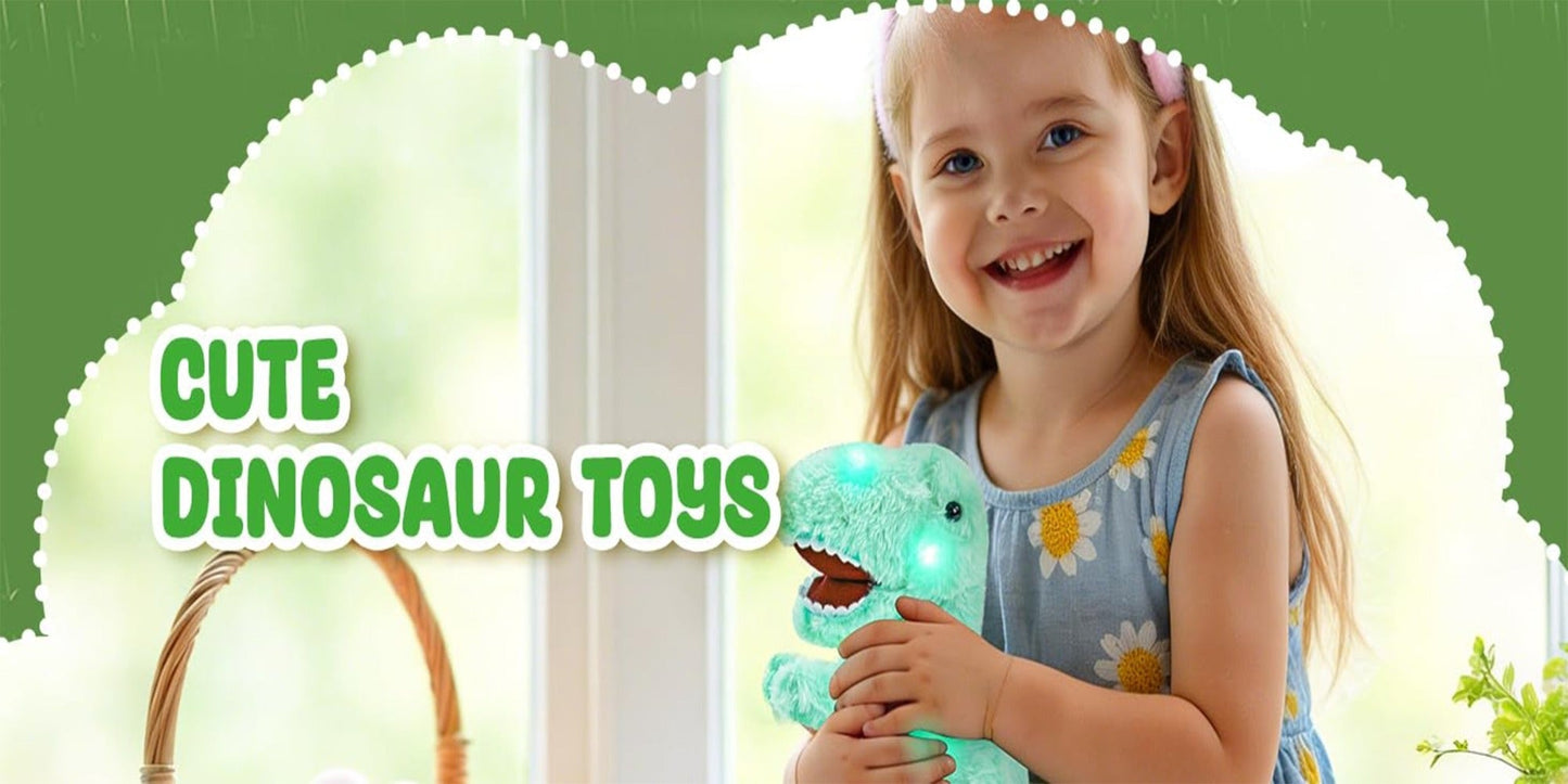 Dinosaur Stuffed Animal Light Up Musical T-Rex Plush Toy for Kids – Glowing Tyrannosaurus Rex with Sound Effects, Soft Cuddly Dino Plush, Birthday Easter Christmas Gift for Boys Girls Ages 3+