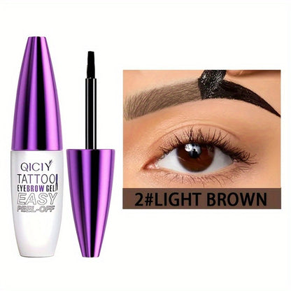 Eyebrow Tint Gel 4-Pack Semi-Permanent Tattoo Brow Gel Waterproof Peel-Off — Long-Lasting with Plant-Based Squalane, 4 Shades for All Skin Types, Defined Natural Brows