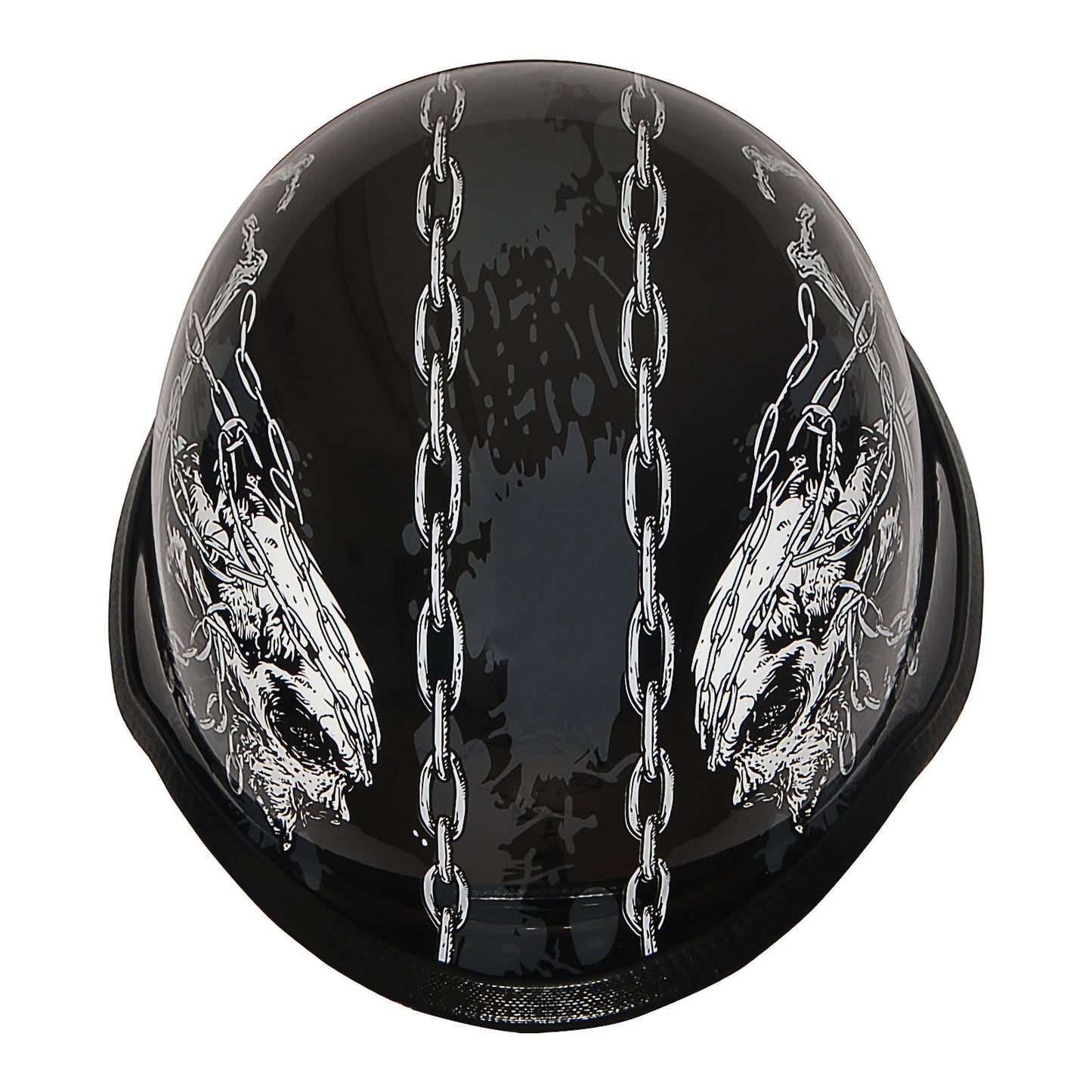 German Style Motorcycle Half Face Helmet – Novelty Skull & Carbon Fiber Design, UV Glossy Finish, Removable Washable Padding, Quick Release Buckle, Adult M/L/XL