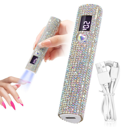 Rechargeable Single Finger LED Nail Lamp UV Gel Curing Light 365nm 405nm Dual Wavelength Rhinestone Flashlight Design 40-Min Runtime Digital Display Portable Travel DIY Manicure Tool