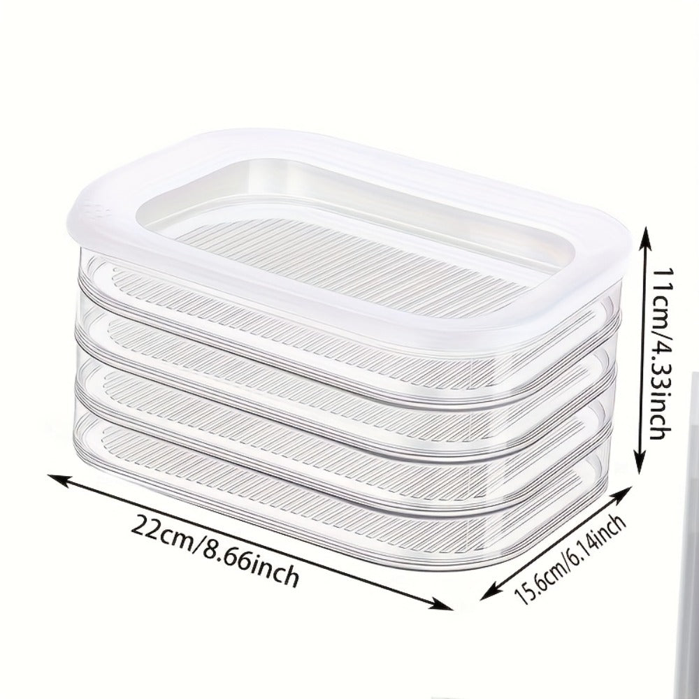 Stackable Refrigerator Organizer Containers 4-Tier with Lids – Meat Preservation Box, Food Storage for Vegetables, Fruits & Cooked Meats, Fridge Organization Set