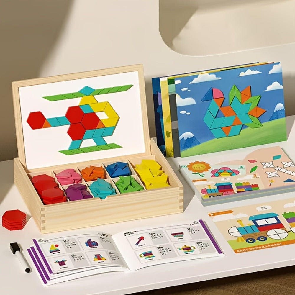 Magnetic Wooden Puzzle Board for Kids – 128/180/220/280 PCS Geometric Shape Recognition & Logical Thinking Toy, STEM Montessori Educational Gift for Boys & Girls Ages 3 4 5 6 7 8