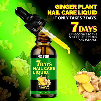 Ginger Nail Care Liquid 7-Day Repair 2-Piece Set 1.01oz Each – HOSUE Plant-Based Formula for Yellowing Gray Uneven Discolored Nails, Daily Nail Treatment Serum for Women & Men, Nail Restoration Gift