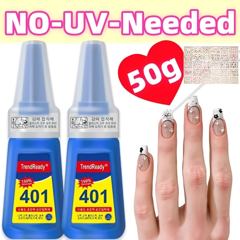 Waterproof Nail Adhesive Tabs with Nail Stickers 0.85oz Dropper Tip Bottle - Extra Strong Alcohol-Free Quick Release Long Wearing Salon Formula for Press On Nails & Nail Art Women 2 6 8 Pack Value Set