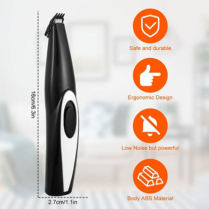 Pet Detail Trimmer Cordless USB Rechargeable - Ceramic Blade Precision Clipper for Dogs Cats Face Paws Ears Eyes Tail, Quiet Low Noise Mini Grooming Tool for Small Areas, Includes Brush & Lubricant