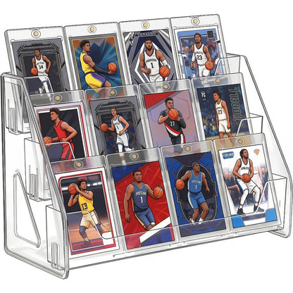 PSA BGS SGC Graded Card Display Stand – 3 or 5-Tier Vertical Collectible Card Showcase, Snap-In Assembly No Tools Desktop Holder for Baseball Basketball Pokemon MTG Trading Cards