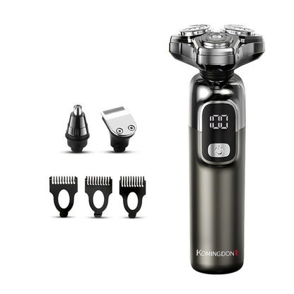 Rotary Shaver for Men 3-in-1 Cordless Rechargeable Electric Razor - Floating Head Wet Dry Shaver, 800mAh Lithium Battery, LED Display, Nose Hair & Sideburns Trimmer, Father's Day Gift