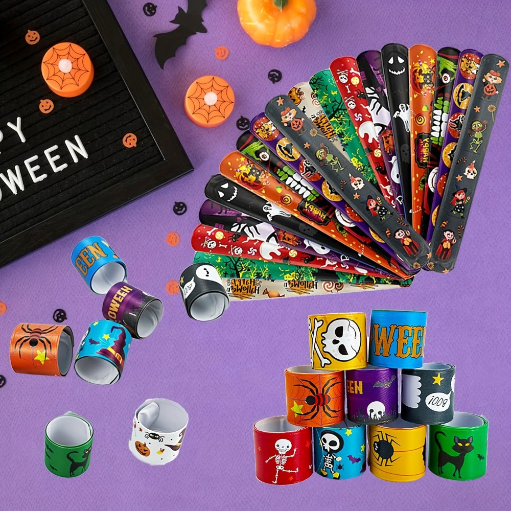 Halloween Slap Bracelets Bulk for Kids – 54/100PCS Halloween Party Favors for Boys & Girls, Spooky Treat Bag Stuffers, Classroom Goodie Gifts, Halloween Toy Accessories