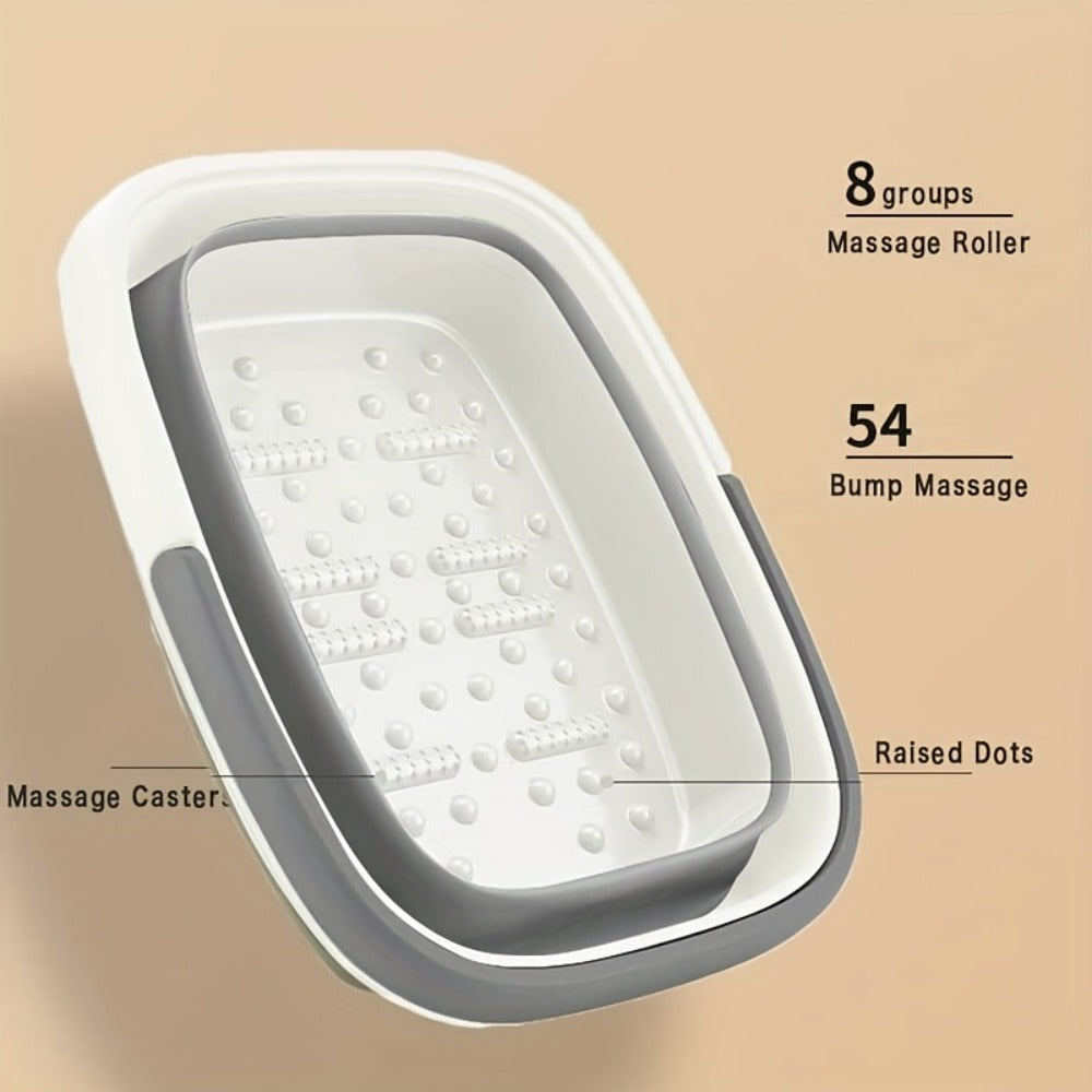 Foldable Foot Bath Bucket 3.96 Gallon Collapsible Portable Pedicure Basin with Sturdy Handle – Space-Saving Foot Soak Tub for Home Salon Travel Available in Grey Green Pink Yellow