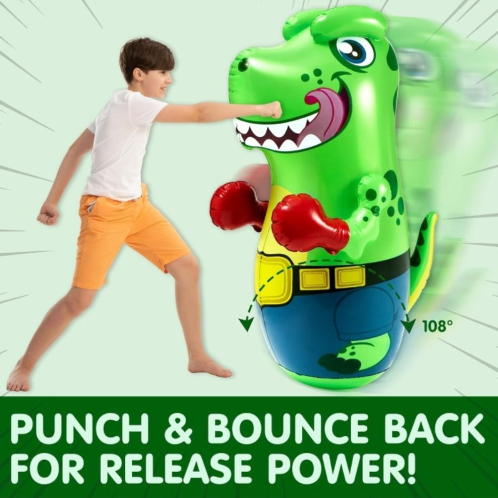 Inflatable Dinosaur Punching Bag for Kids 47 Inch – T-Rex Blow Up Bouncing Back Bopper, Water Base Bop Bag for Indoor Outdoor Active Play | Best Birthday Christmas Gift for Boys
