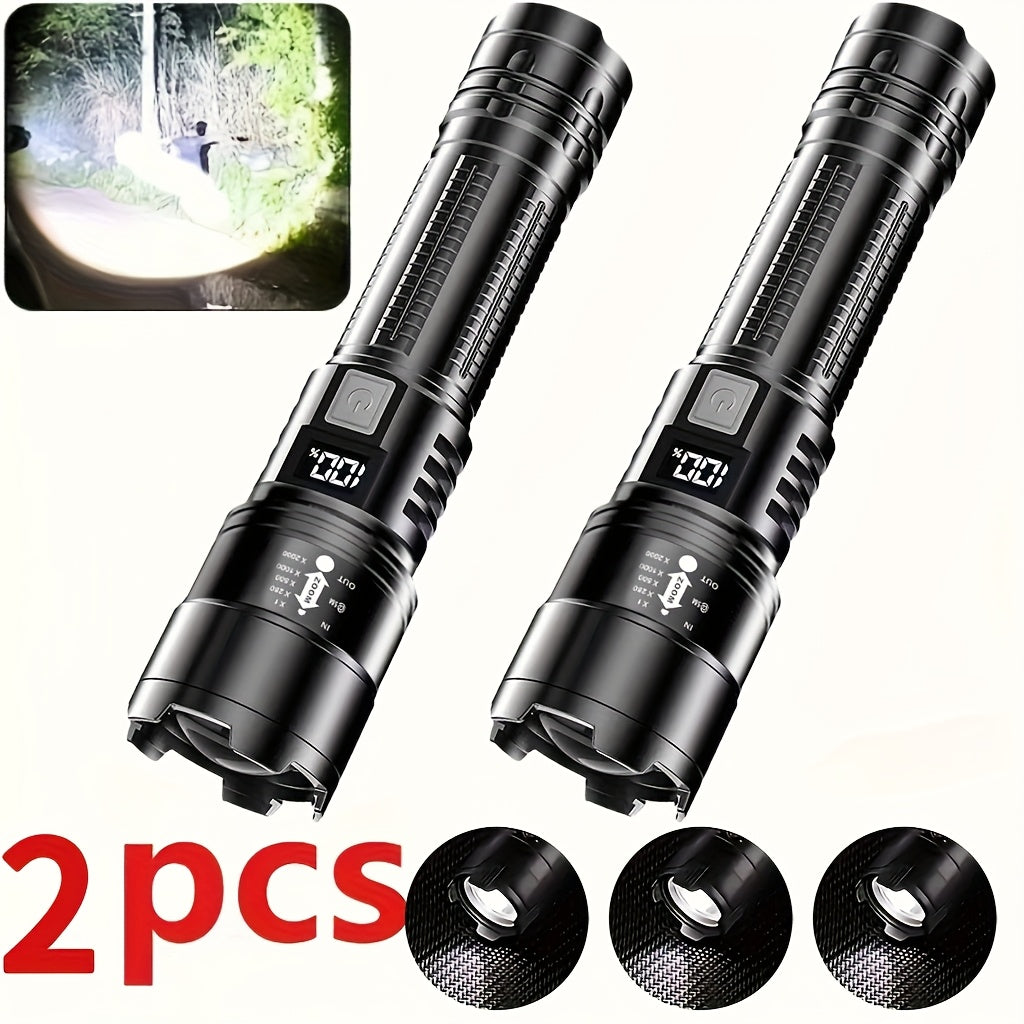 Zoomable Rechargeable Flashlight 800 Lumen High Power LED Torch Adjustable Beam for Camping Fishing Hunting Emergency EDC