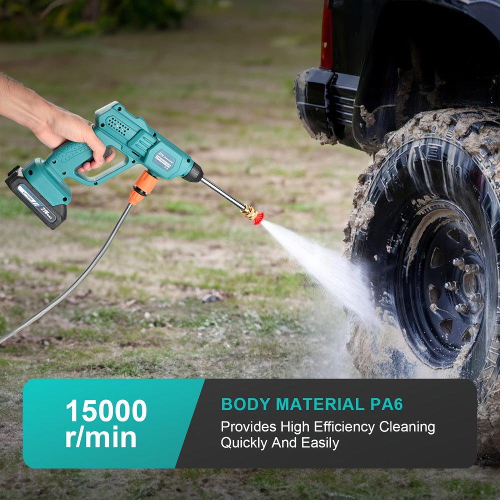 Portable High-Pressure Car Wash Machine – 500PSI Cordless Pressure Washer with 6-in-1 Nozzle & 5M Hose