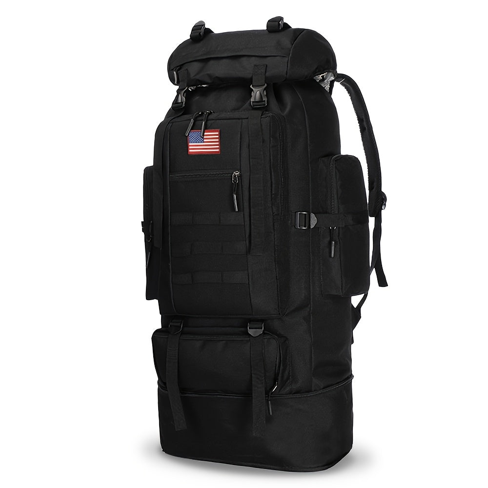 Tactical Backpack 100L Large Capacity Hiking Backpack Multiple Compartments Heavy Duty Ergonomic Straps for Camping Travel Trekking Backpacking Outdoor Adventures Jungle Green Black Army Green Gray Desert