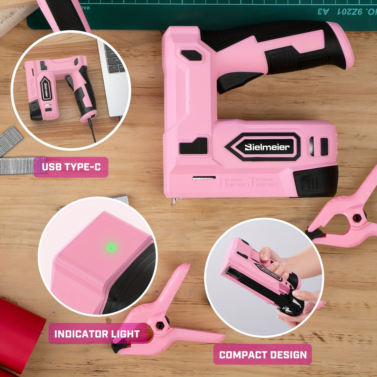 Bielmeier 20V/4V Cordless 2-in-1 Stapler/Nailer, Brad Nailer Without Compressor And Cord, Lightweight Design, with Safety Striker Guard, Battery&Charger, 1600/2000 Nails And Staples, for Carpentry And Upholstery & Perfect Gifts for DIYers