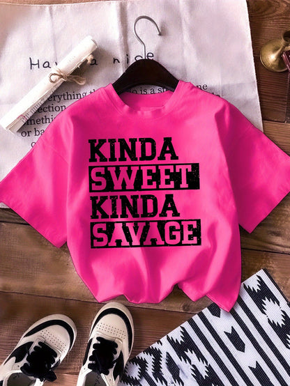 Girls' Sweet & Savage T-Shirt - Funny Quote