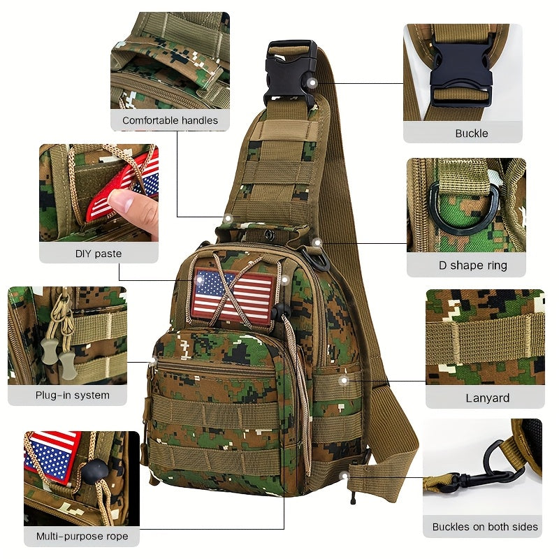 Tactical Sling Backpack Lightweight Military Shoulder Bag – Cycling, Sports, Travel & Daily Use, Zipper Closure, Available in Green, Black, Khaki, Desert, Grey & Jungle Camo