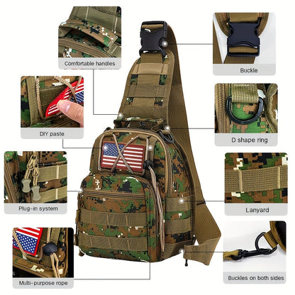 Tactical Sling Backpack Lightweight Military Shoulder Bag – Cycling, Sports, Travel & Daily Use, Zipper Closure, Available in Green, Black, Khaki, Desert, Grey & Jungle Camo