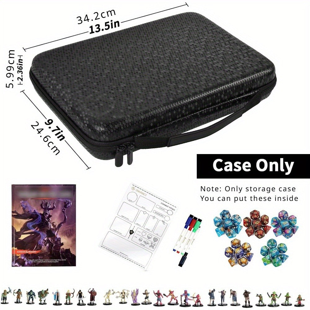 DnD Dice Tray & Storage Box for D&D RPG MTG Tabletop Games – Polyhedral Dice Rolling Tray Organizer Case for Dungeons & Dragons, Pathfinder, Warhammer & Board Games, Sleek Black Gamer Gift (Case Only)