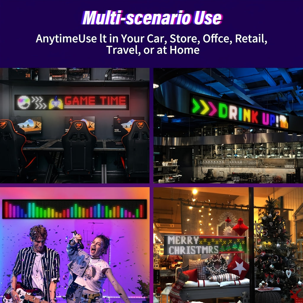 Smart Lighting-Devil Eyes LED Light, 23.42''x4.72'' Scrolling Bright Advertising, Programmable LED Sign, Flexible Digital Matrix Display, [High Refresh Rate Screen], LED Lights for Car, Perfect Wedding Decorations, And More