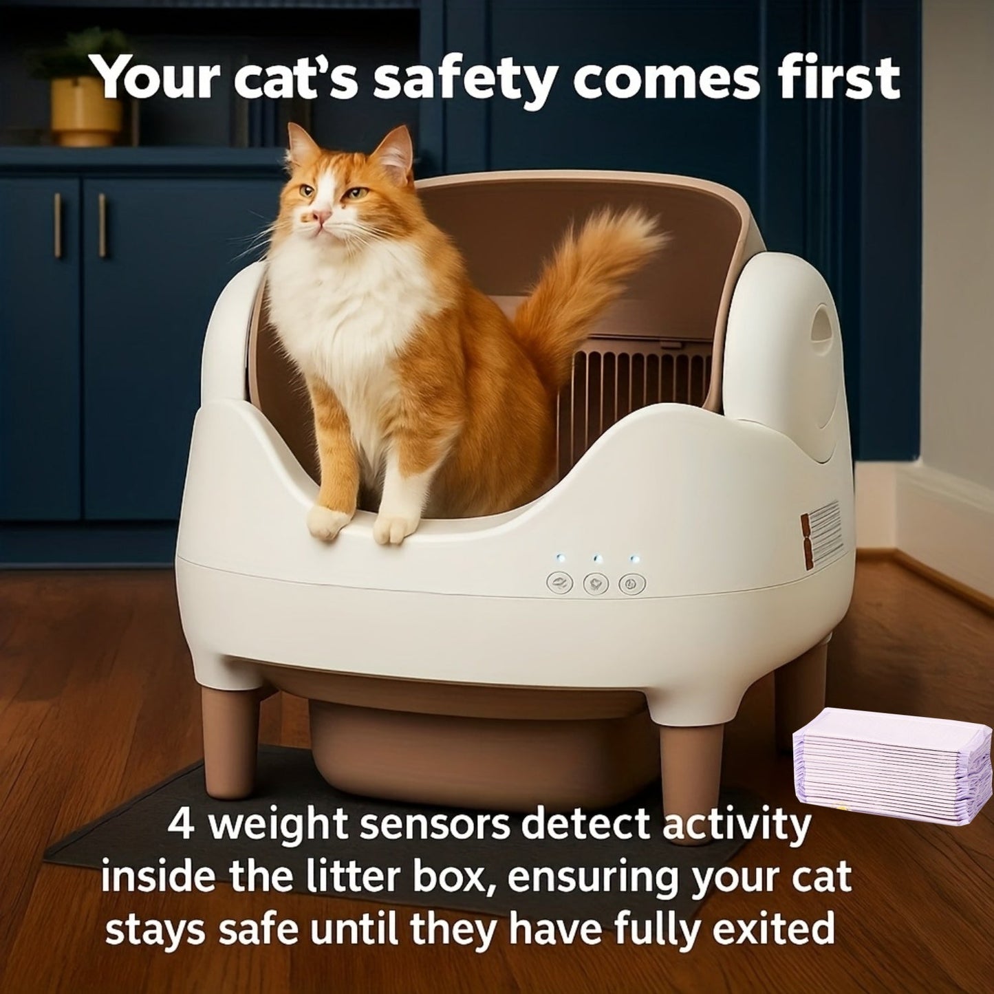Smart Self-Cleaning Cat Litter Box – App Control, Open-Top Design, 10L Waste Bin, Ultra-Quiet <20dB, Infrared Safety Sensors, Kitten Mode for Multi-Cat Homes