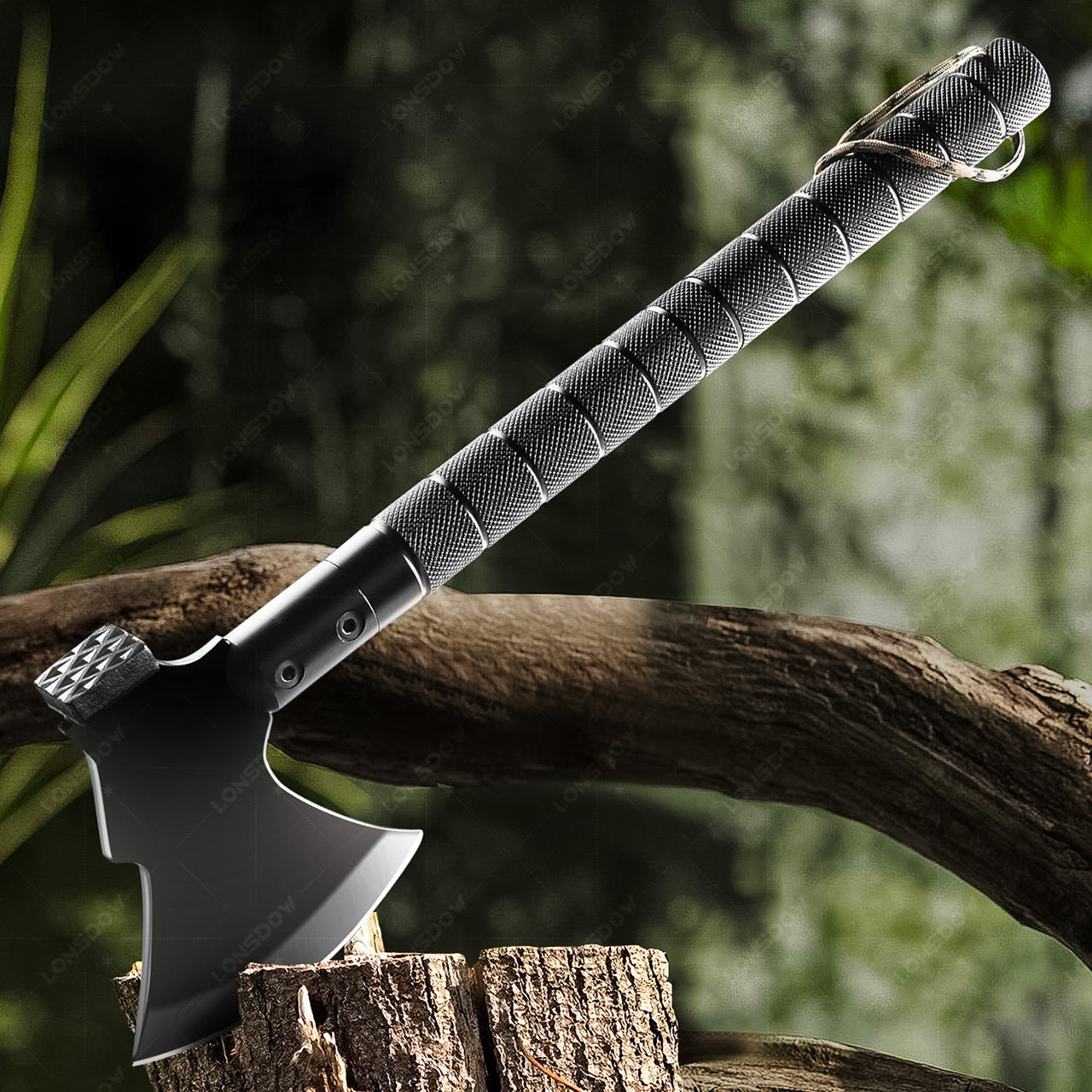 Multi-Tool Survival Hatchet with Hammer, Flint Fire Starter & Protective Sheath – Durable All-Purpose Axe for Camping, Hiking, Fishing, Gardening, Home Improvement & Vehicle Emergency Preparedness