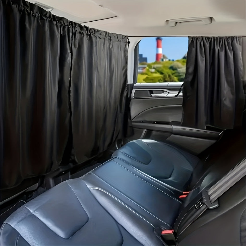 Set of 4 Car Window Shades, 2 Privacy Divider Curtains & 2 Side Window Covers, Wide Sedan SUV Sunshade Screen Covers for Travel Camping Nap Sleeping.