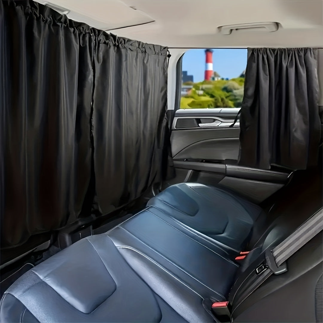 Set of 4 Car Window Shades, 2 Privacy Divider Curtains & 2 Side Window Covers, Wide Sedan SUV Sunshade Screen Covers for Travel Camping Nap Sleeping.