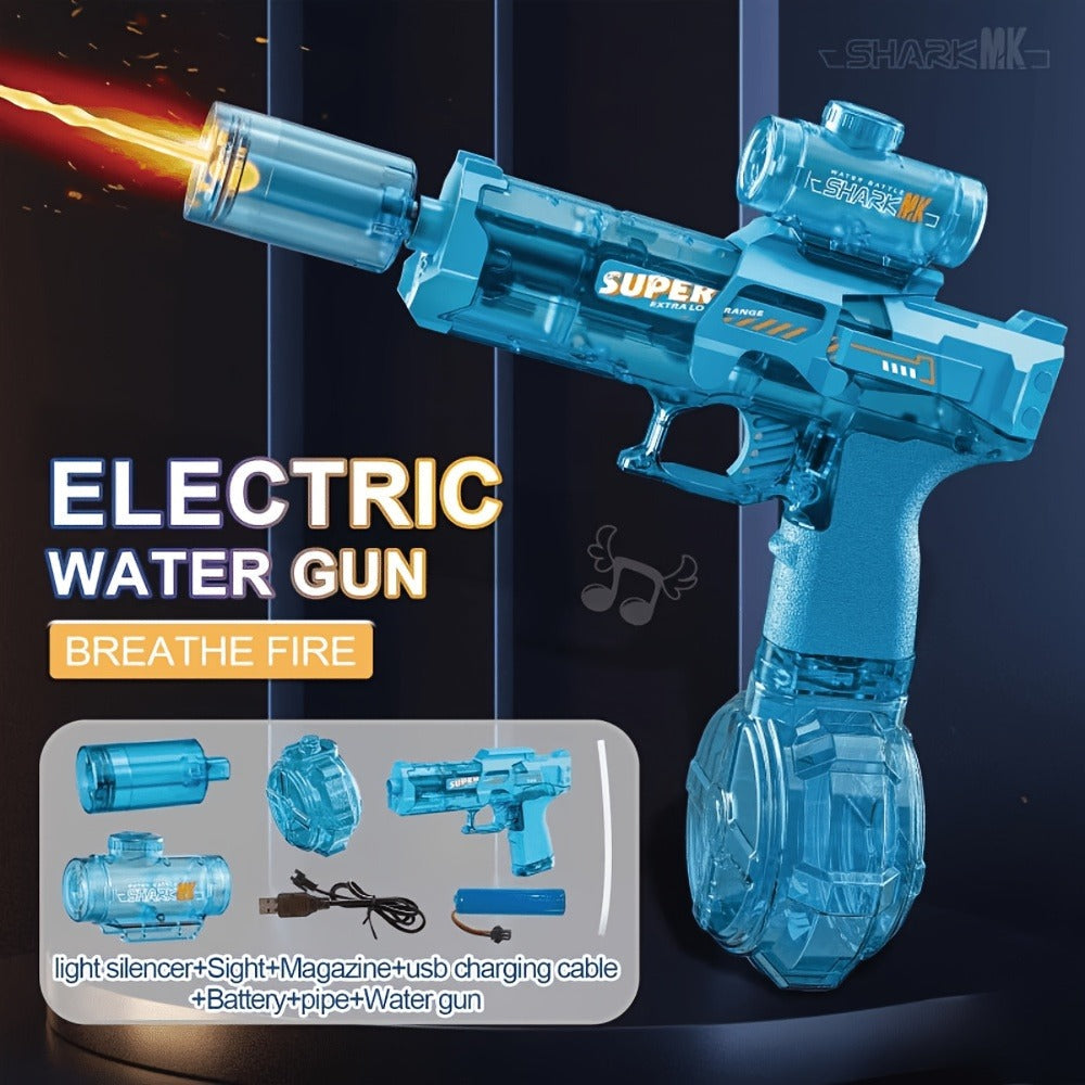 Kids Electric Water Gun with Large Capacity – Automatic Squirt Blaster for Boys & Girls, Outdoor Summer Toy for Swimming Pool Beach Lawn Backyard, Fun Birthday Party Gift, Black Blue