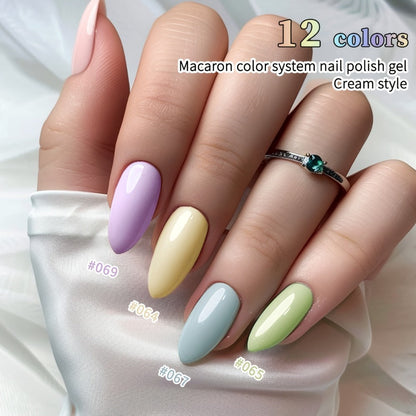 Gel Nail Polish Set 12 Colors Candy Macaroon – Bright Multicolor Semi Permanent Soak Off UV LED Nail Art Kit for Salon & DIY Spring Summer Manicure 0.51oz Each