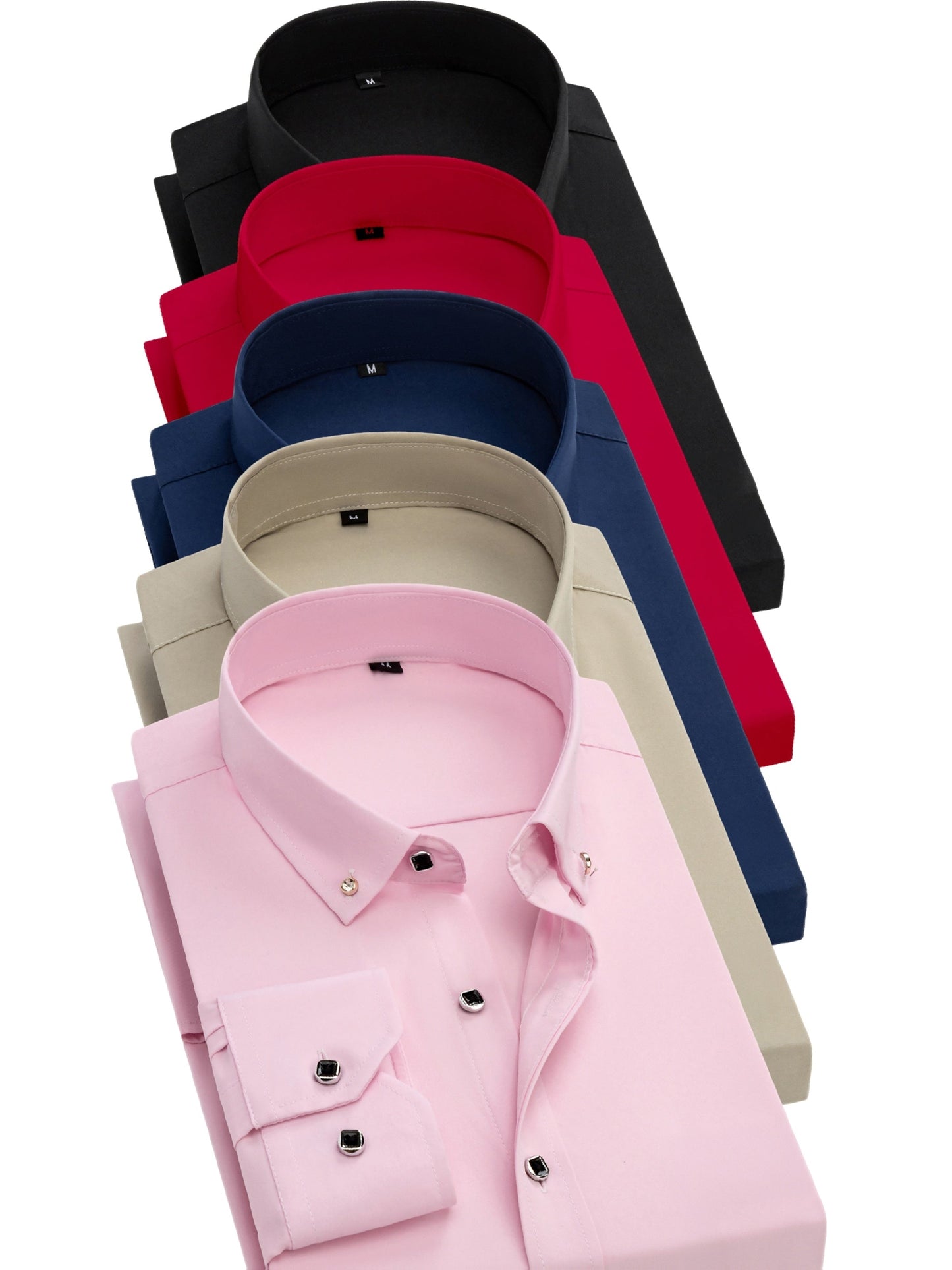 Men's Solid Color Shirt - Collared Long Sleeve 038757