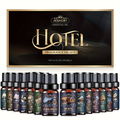 Essential Oil Diffuser Gift Set 14 Pcs – Luxury Fragrance Oils for Diffuser, Candle Making & Aromatherapy | Hotel Collection Scents