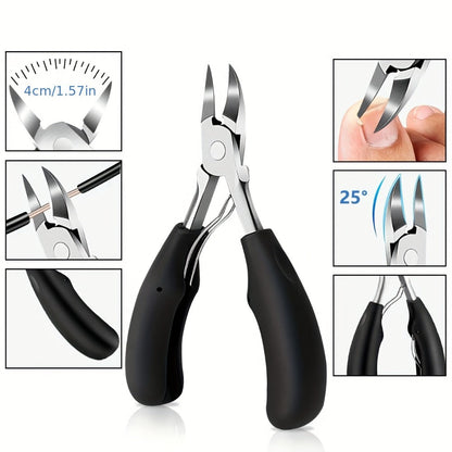 Concave Blade Wide Jaw Nail Clippers for Thick Toenails 5pcs Set Heavy Duty Stainless Steel Ingrown Toenail Trimmer Professional Pedicure Tool for Seniors Men Elderly